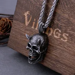 316L Stainless Steel Devil Skull Necklace Retro Gothic Punk Pendant High-end Creative Jewelry on Behalf of The Hair Box