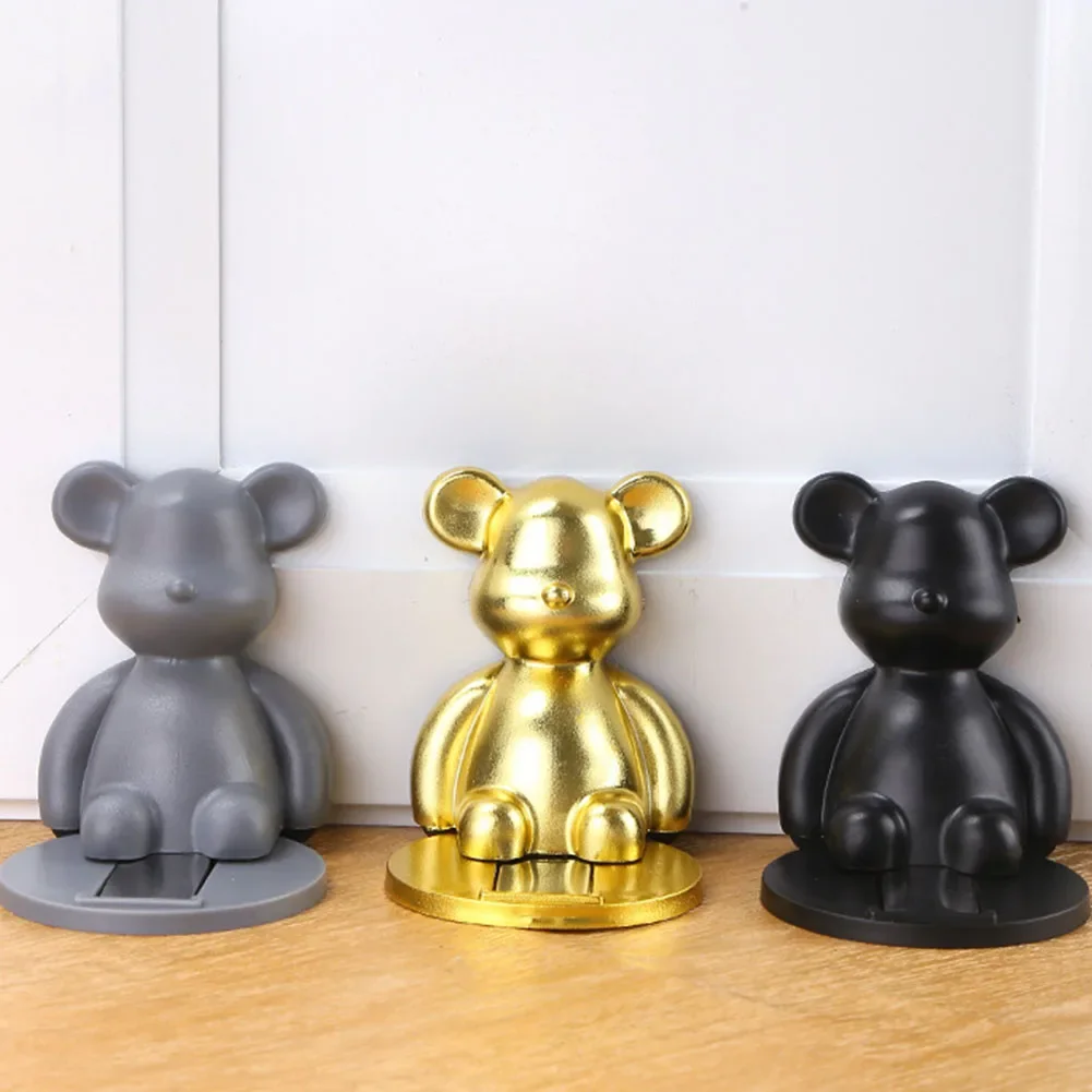 1 Pcs PVC Bear Silicone Cute Door Stopper Safety Toys Creative Cartoon Door Stops Non-punch Sticker Door Holder For Kids Room