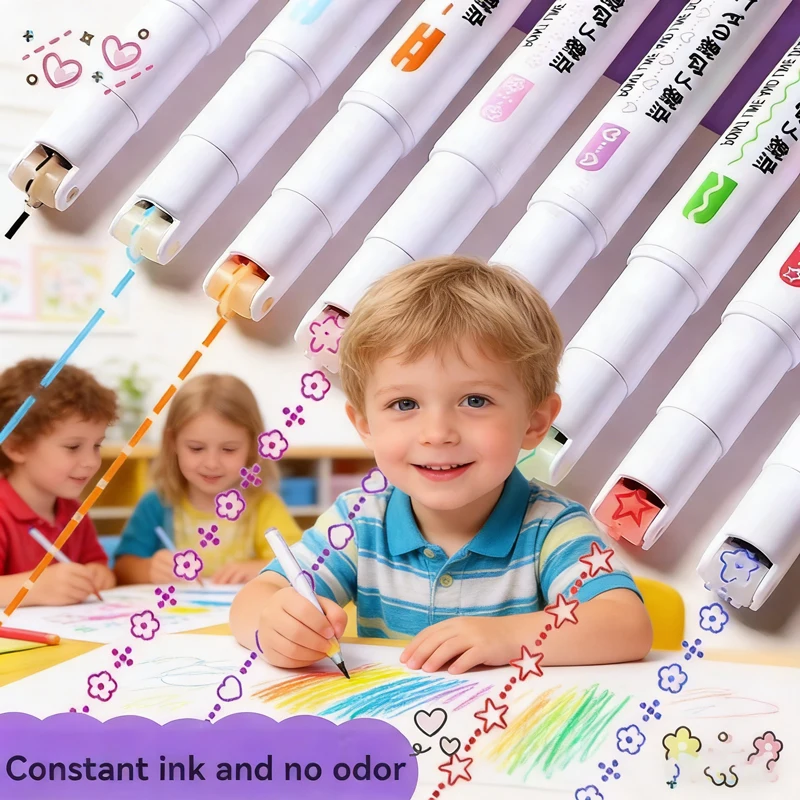 

Flower Line Shape Highlighter Pen Set 6-24Pcs, Roller Tip Curve Liner Markers, Kawaii School & Office Supplies