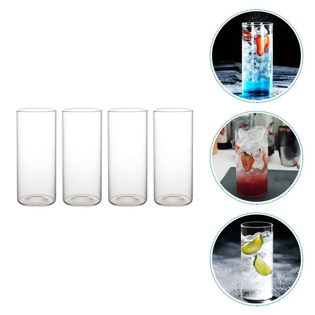 

4Pcs Transparent Glass Drinking Cups Milk Glass Large Capacity Leak Proof for Water Milk Tea Cold Drinks Home Travel Sports