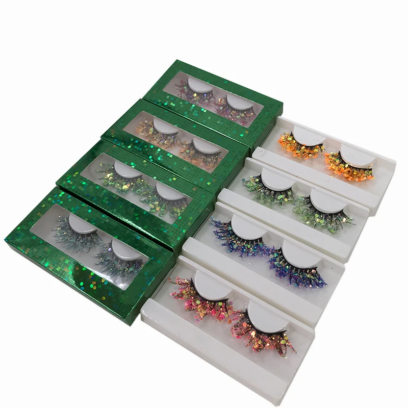 1 Pair Glitter Bling Lashes Cosplay Halloween Masquerade Party Natural Look Sequined Eyelashes