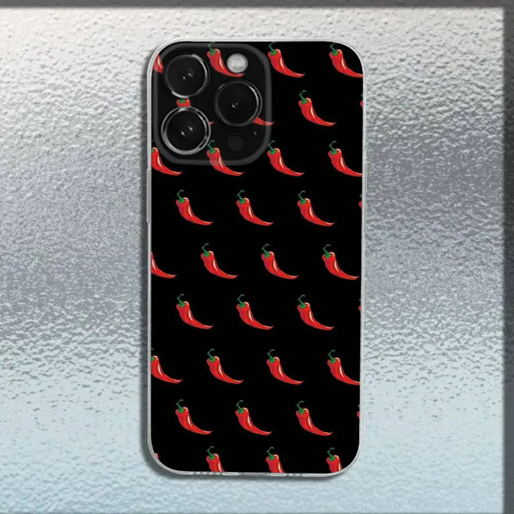 귀여운 칠리 아트 폰 케이스 아이폰 17,16,15,14,13,12,프로,맥스,플러스,E,SE4,에어,미니 투명 커버