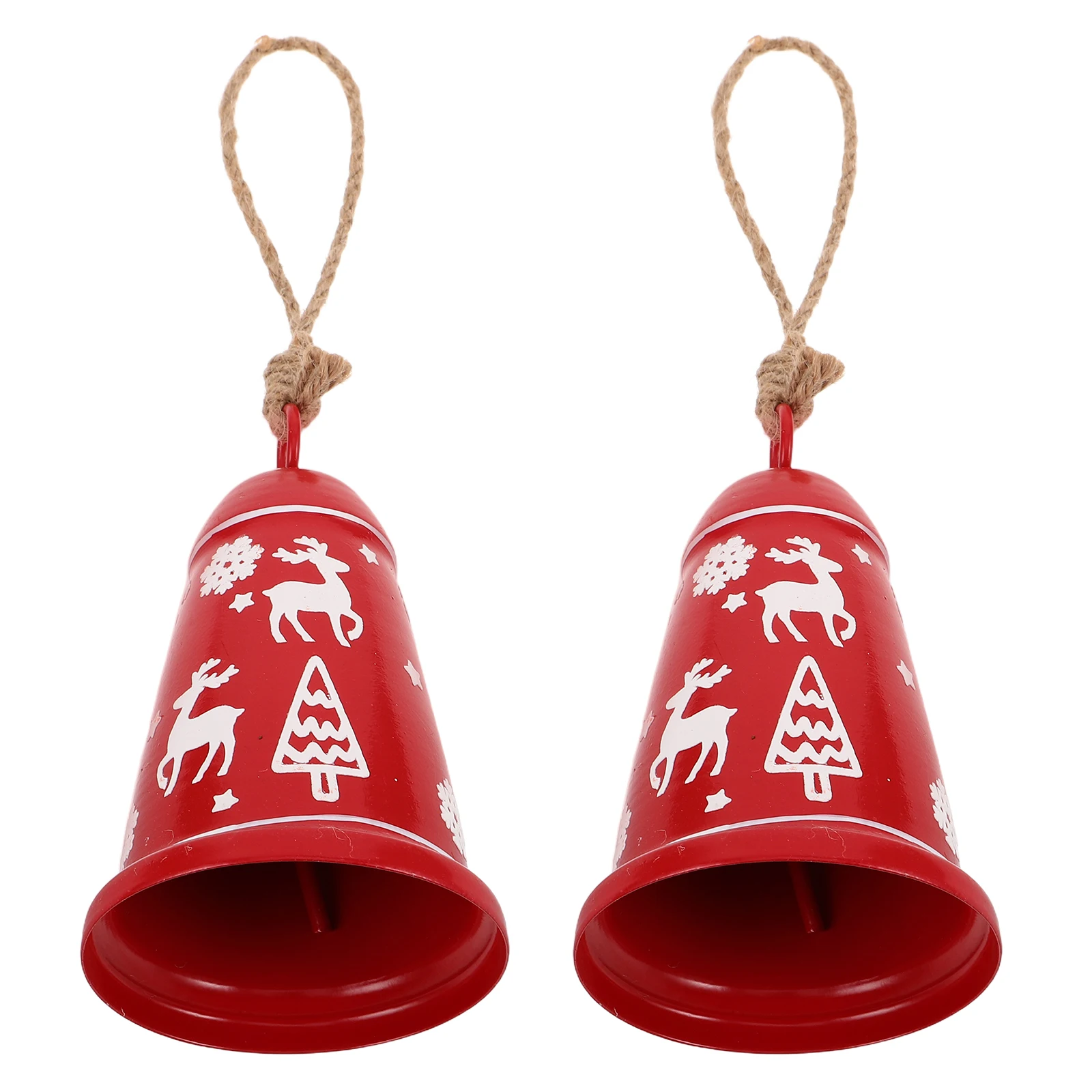 

2Pcs Christmas Bell Ornaments Rustic Jingle Bells Reindeer Motif Hanging Decoration Metal Craft Bells for Xmas Tree Door