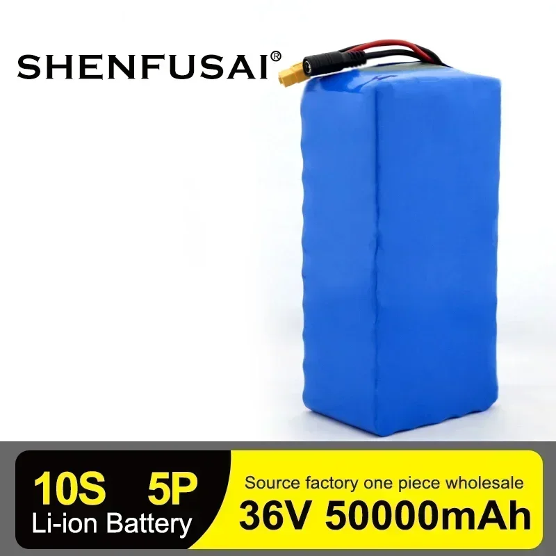 10S5P 36V 50AH Lithium Battery Pack 18650 1000W High Power Motor For E-bicycle Scooter Power Tools Li-ion Cells+42V 2A Charger