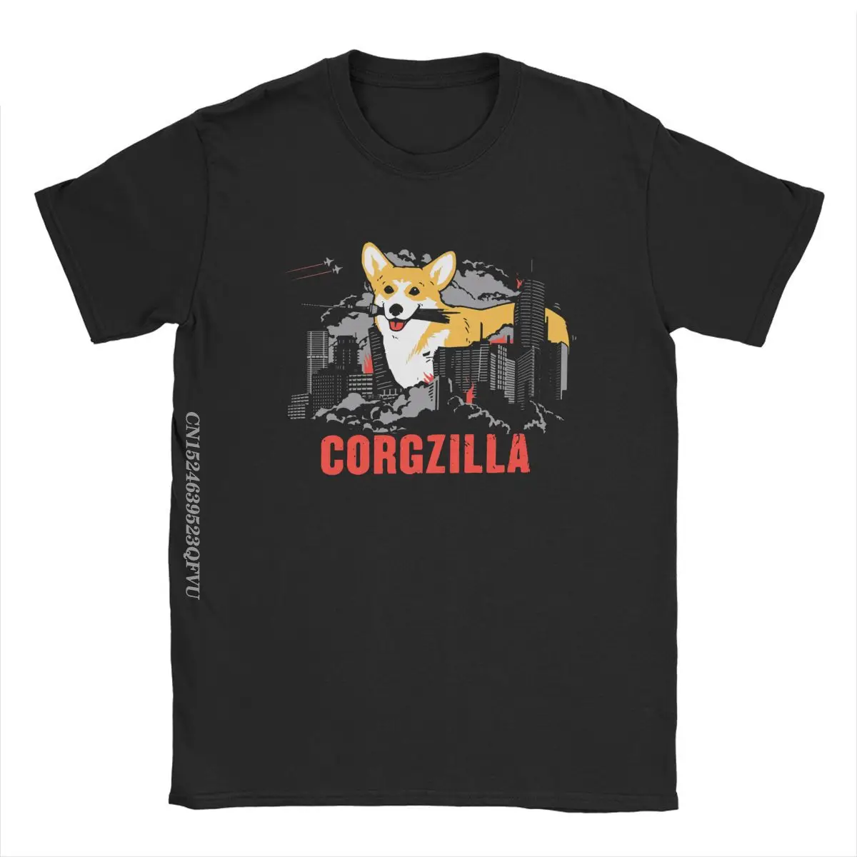 CORGZILLA 코기 강아지 티셔츠, 강아지 솜털, 애완 동물 프리미엄 코튼 의류, 재미있는 하라주쿠 만화 티, 파티 티셔츠