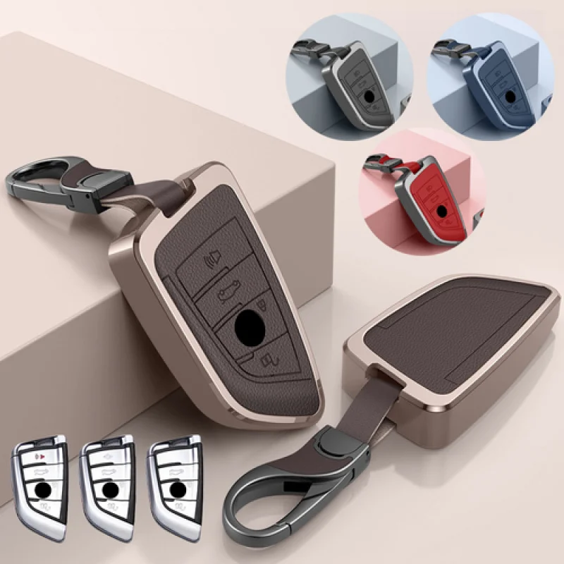 

Кожаный чехол для ключей автомобиля из алюминиевого сплава A + для BMW X1 X2 X3 X4 X5 3 4 5 6 7 8 M5