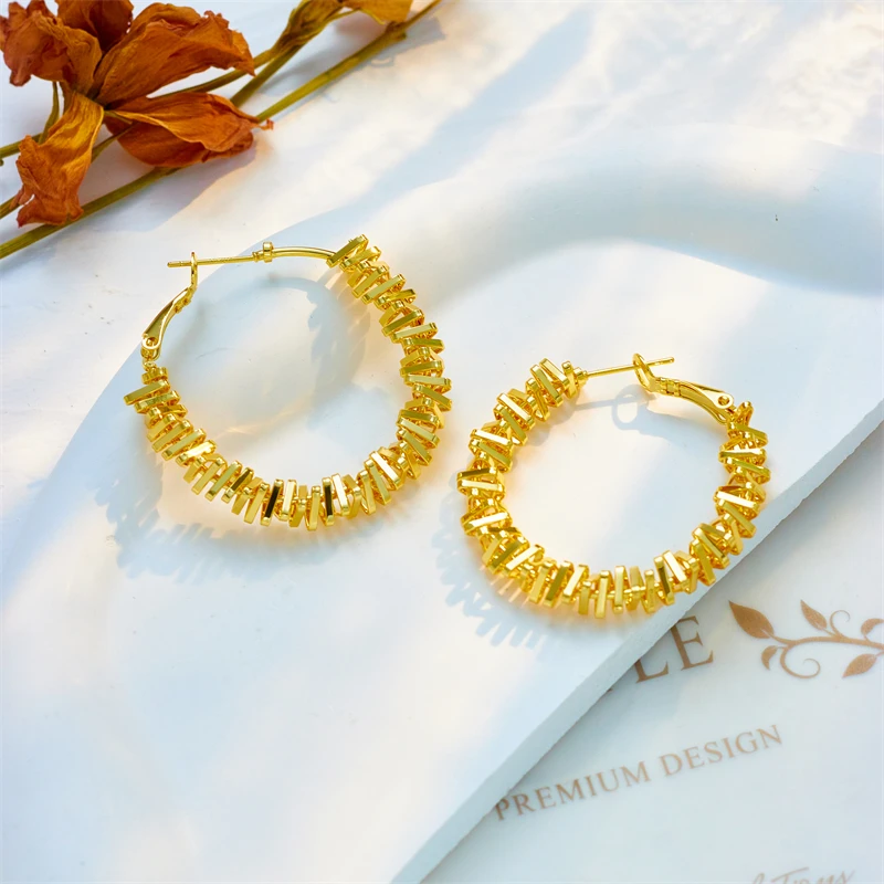 DIEYURO 316L Stainless Steel Gold Silver Color Irregular Triangles Hoop Earrings For Women New Girls Ear Buckle Jewelry Gifts