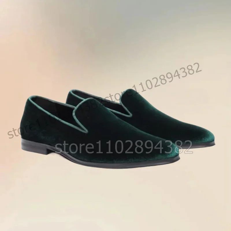 

Green Corduroy Low Top Men Loafers Fashionable Slip On Men Shoes Luxurious Comfort Handmade Party Feast Banquet Men Casual Shoes