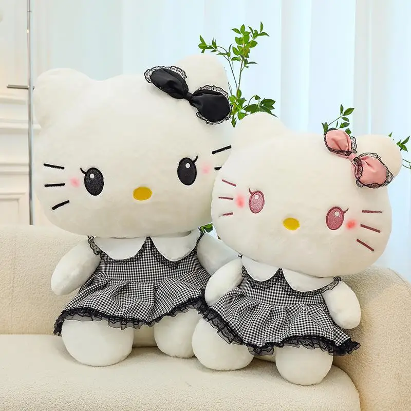 Sanrio dunkle kt Katze Plüsch tier Katie Katze Puppe gefüllt Anime Puppe Cartoon niedlichen kleinen Katze Puppe Puppe Kinder Geschenk Kinder Spielzeug