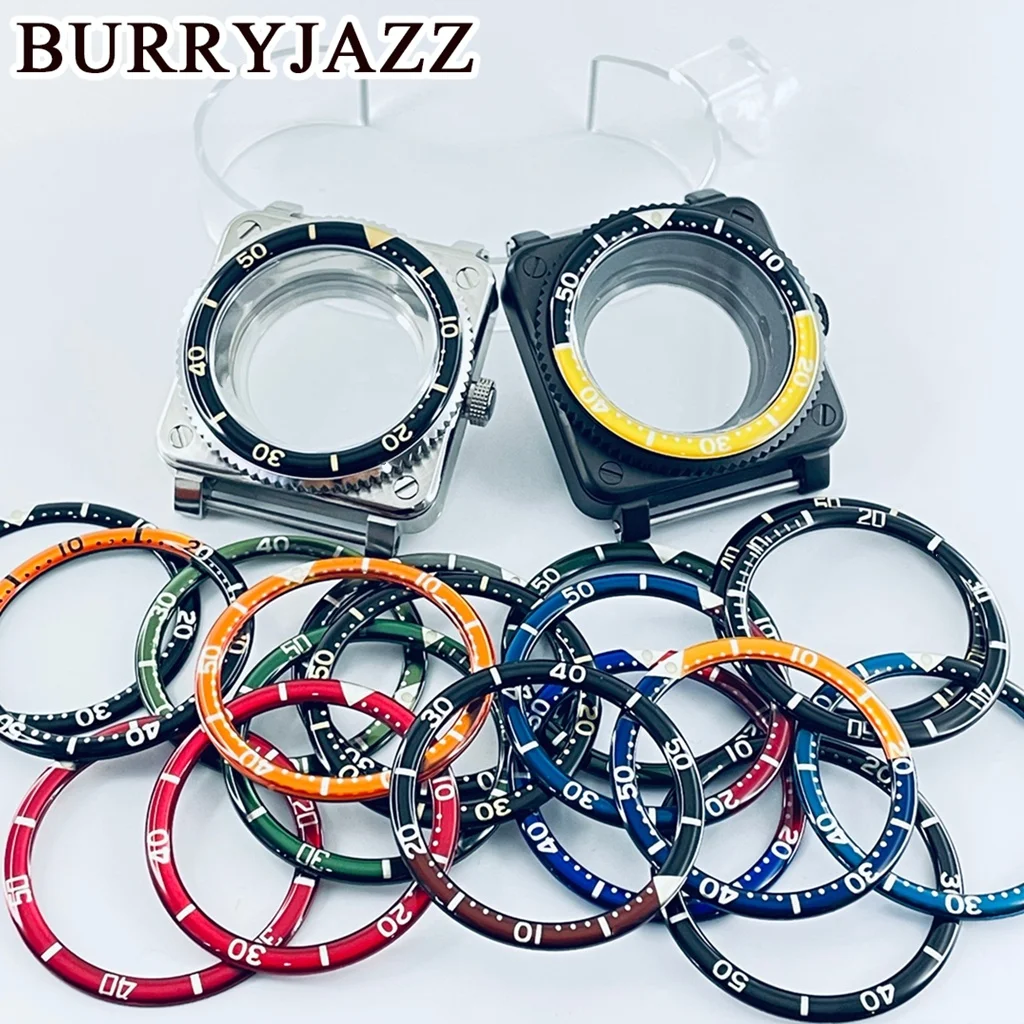 BURRYJAZZ 42mm SKX007 Square Watch Case NH35 Cases Fits NH35 NH36 7S26 4R Movement Seiko SKX007 Pilots cockpit Replace Men Case