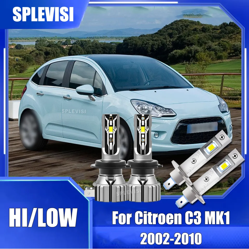 

2/4pc H1 H7 Newest Arrival LED Headlights High Low Beam Warranty For Citroen C3 MK1 2002 2003 2004 2005 2006 2007 2008 2009 2010