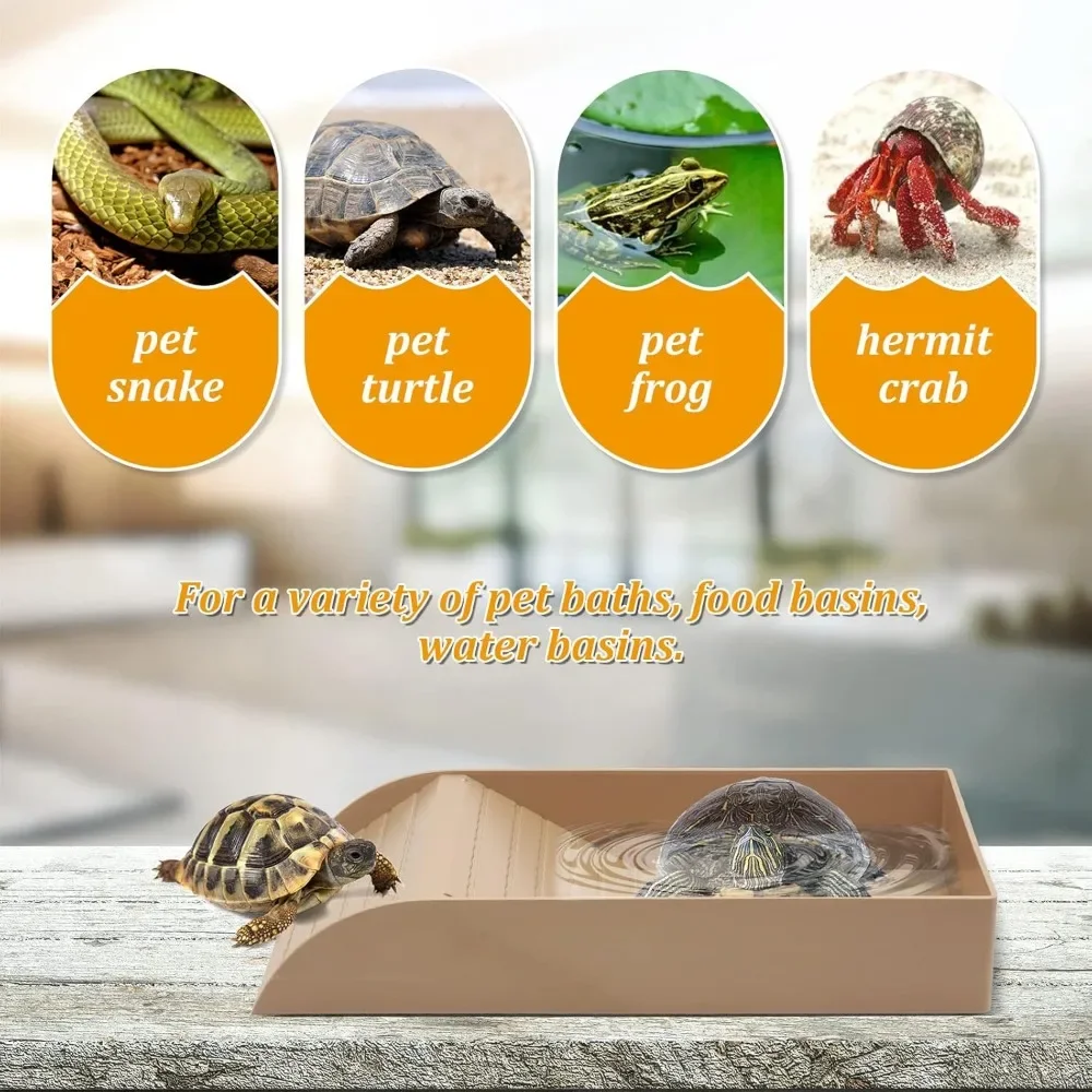 Schildkröten-Badebecken-Futternapf, langlebiger Reptilien-Wassernapf für Box, Schildkröten, Frösche und Haustiere, leicht zu reinigendes Lebensraum-Zubehör – Detail 25