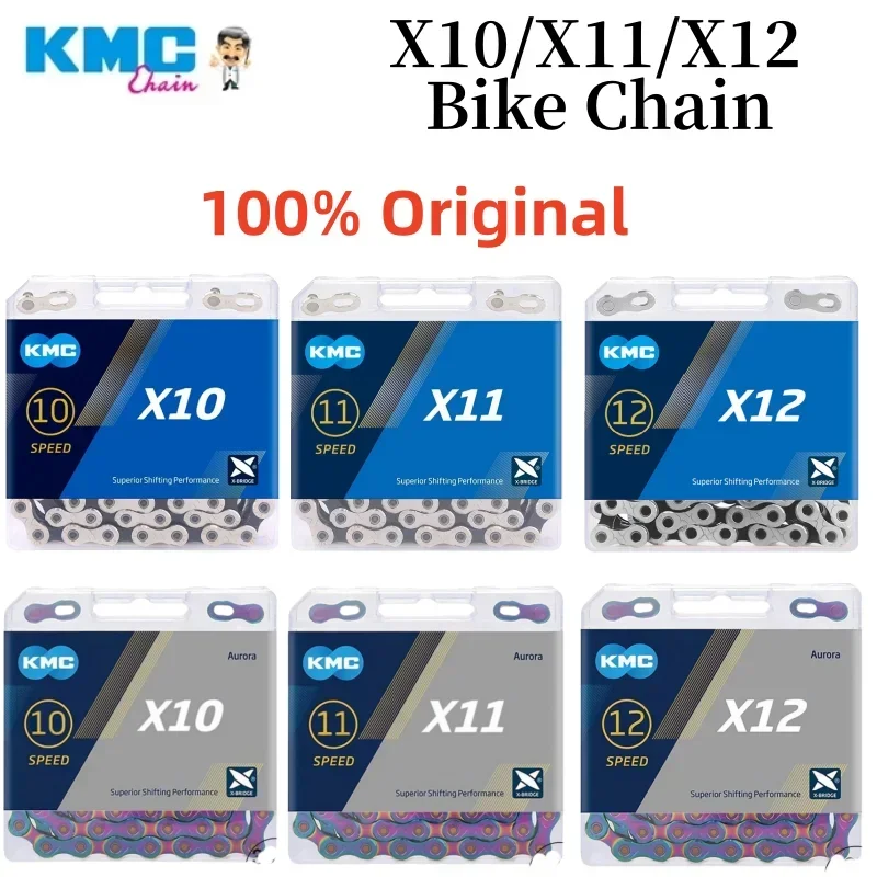 KMC X10 X11 X12 Road/MTB Silver Black Aurora Bicycle Chain 10v 11v 12v 118L 126L Bike Chain Curren for Shimano SRAM Parts