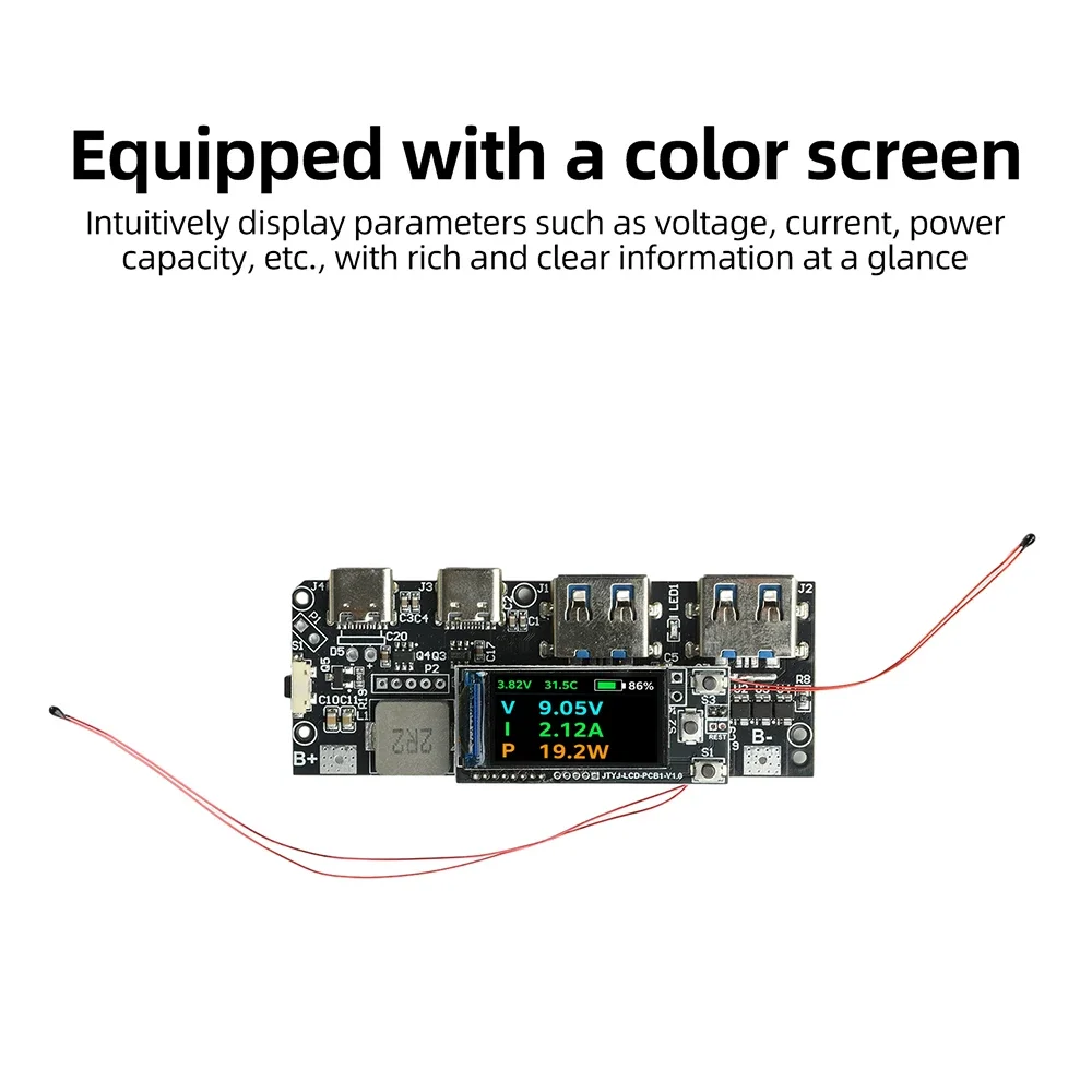 22,5W DIY Tragbares Powerbank-Mainboard mit 0,96 Zoll TFT-Farbdisplay, PD-Multi-Protokoll-Schnellladung für Elektronische Komponenten – Detail 6