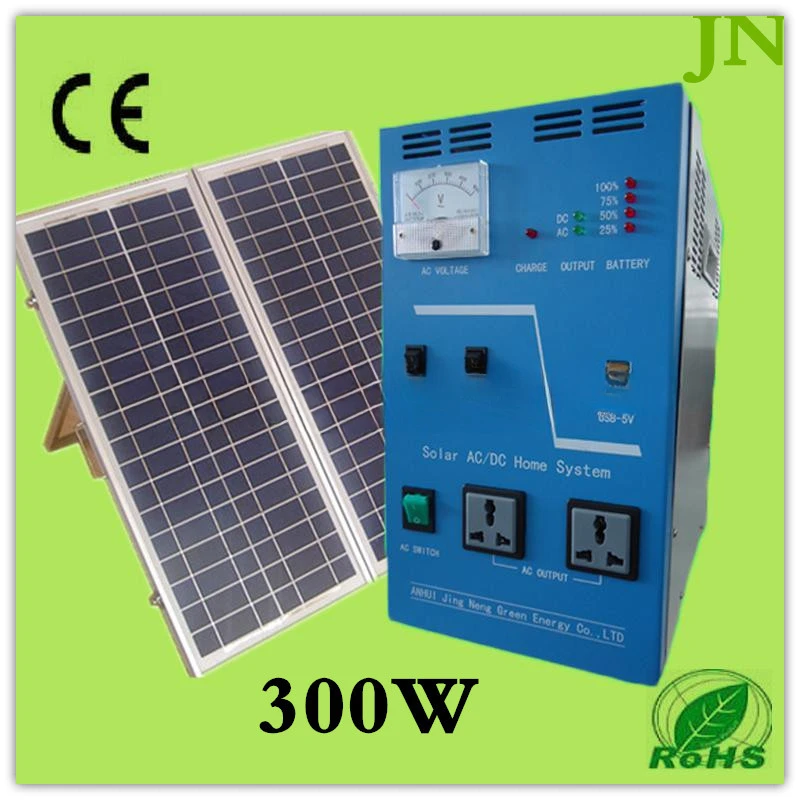 AC 300w Solar Power System For Home Use solar power generator 100w  Panel,55ah Batteries 12v/20a charge controller