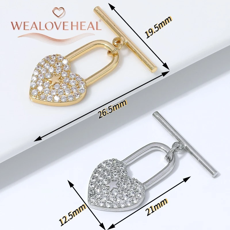 18K vergoldeter Messing-Herz-OT-Knebelverschluss mit Mikro-Pavé-Zirkonia für DIY-Armband- und Halsketten-Schmuckherstellung Zubehör – Detail 16