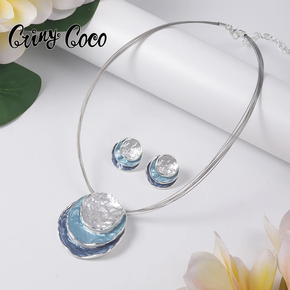 Sale Cring Coco Round Pendant Necklace for Women Trendy Geometric Alloy Choker Necklaces Party Wedding Jewelry Friends Gifts