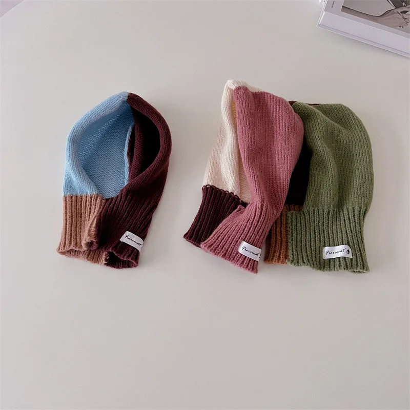 MILANCEL New Winter Kids Hat Children Contrast Knitted Hat Boys Girls Warm Pullover Cap