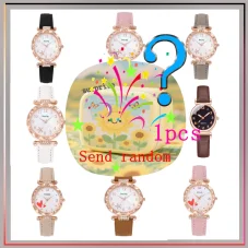 

Слепая коробка-сюрприз; Корейская версия простых и модных неторопливых и атмосферных кварцевых женских часов с кожаным ремешком.