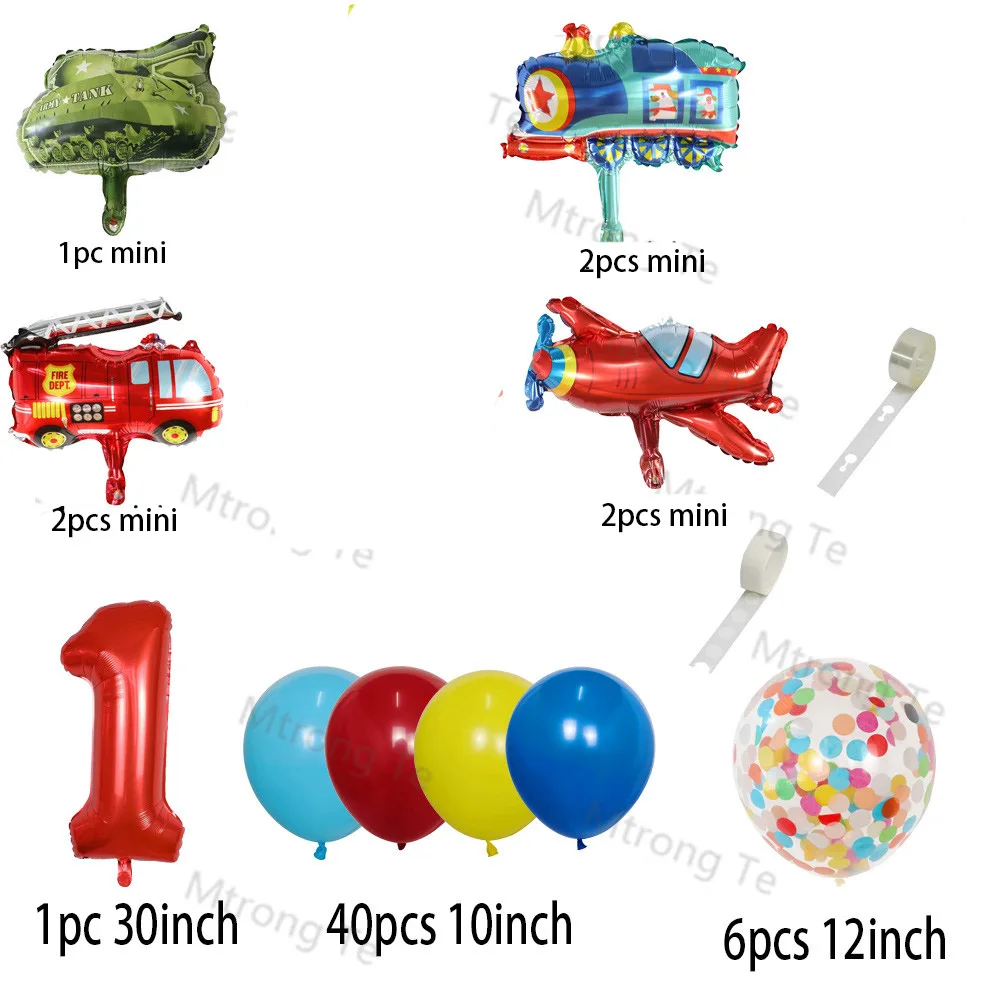 Birthday Decoration Boys Happy Birthday Balloon Cars School Bus Train Fire Truck Motorcycle Plane Balloons Transport Vehicles