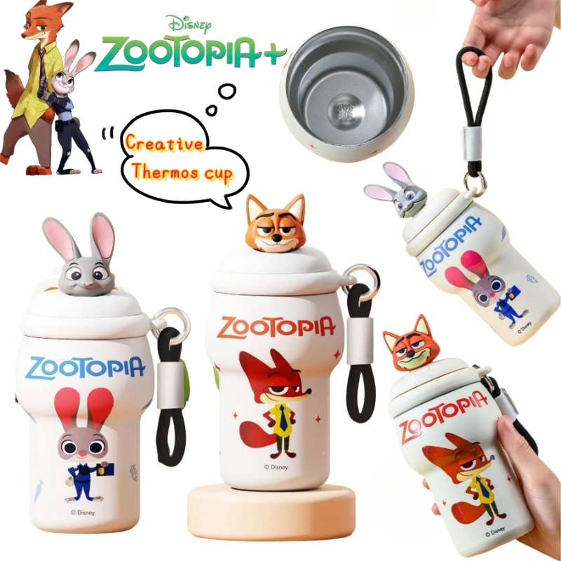 

Термокружка Disney Zootopia с Джуди Хоппс и Ником Уайлдом, аниме-дизайн, двухмерная, для студентов, удобная, большая емкость, бутылка для воды