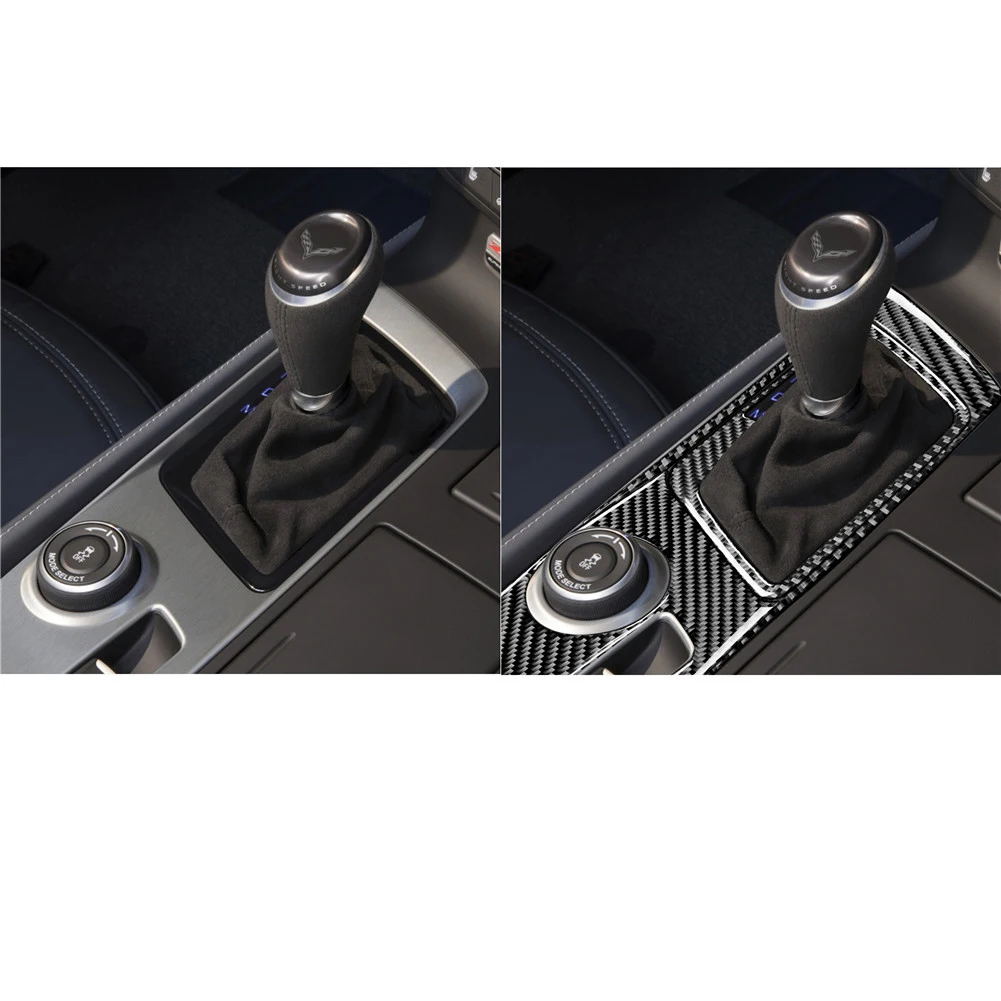 Car Carbon Fiber Black Stickers For Chevrolet Corvette C7 2014 2015 2016 2017 2018 2019 Interior Trim Decorative Accessories