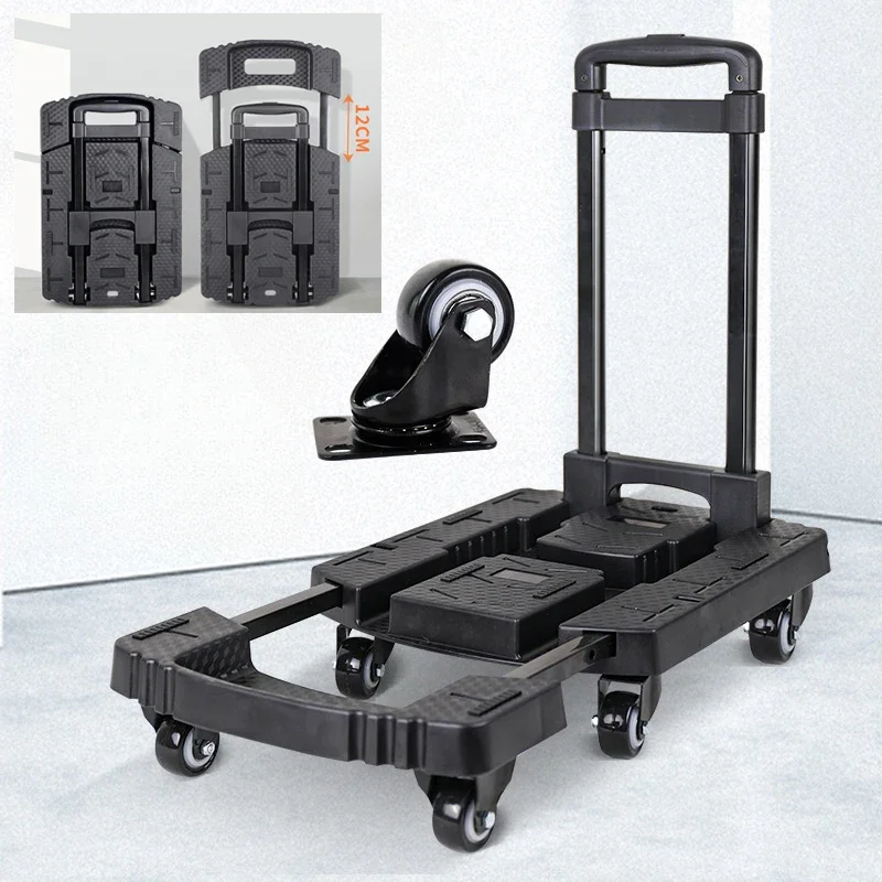 Foldable Cart Trolley Outdoor Camping Wagon Universal Wheel Folding Truck Heavy Duty Travel Portable Truck Hand Car Luggage Cart