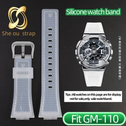 16mm Black Orange Transparent white Silica Gel Watch Strap For Casio G-SHOCK GM-110 Watch Band Rubber Convex joint