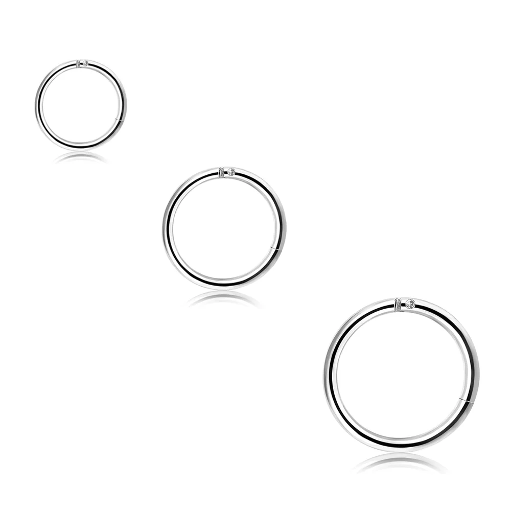 

CASSIECA 1Pc Stainless Steel 16G Sleeper Earrings Septum Clicker Nose Ring Body Piercing Jewelry Minimalist Style for Women Men