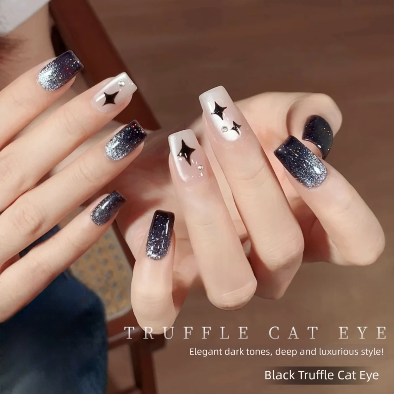 10ML 1 Stück Schwarzer Nagel-Aufheller Super Flash Black Diamond Glasperlen Magnet Katzenauge Gel-Nagellack – Detail 6