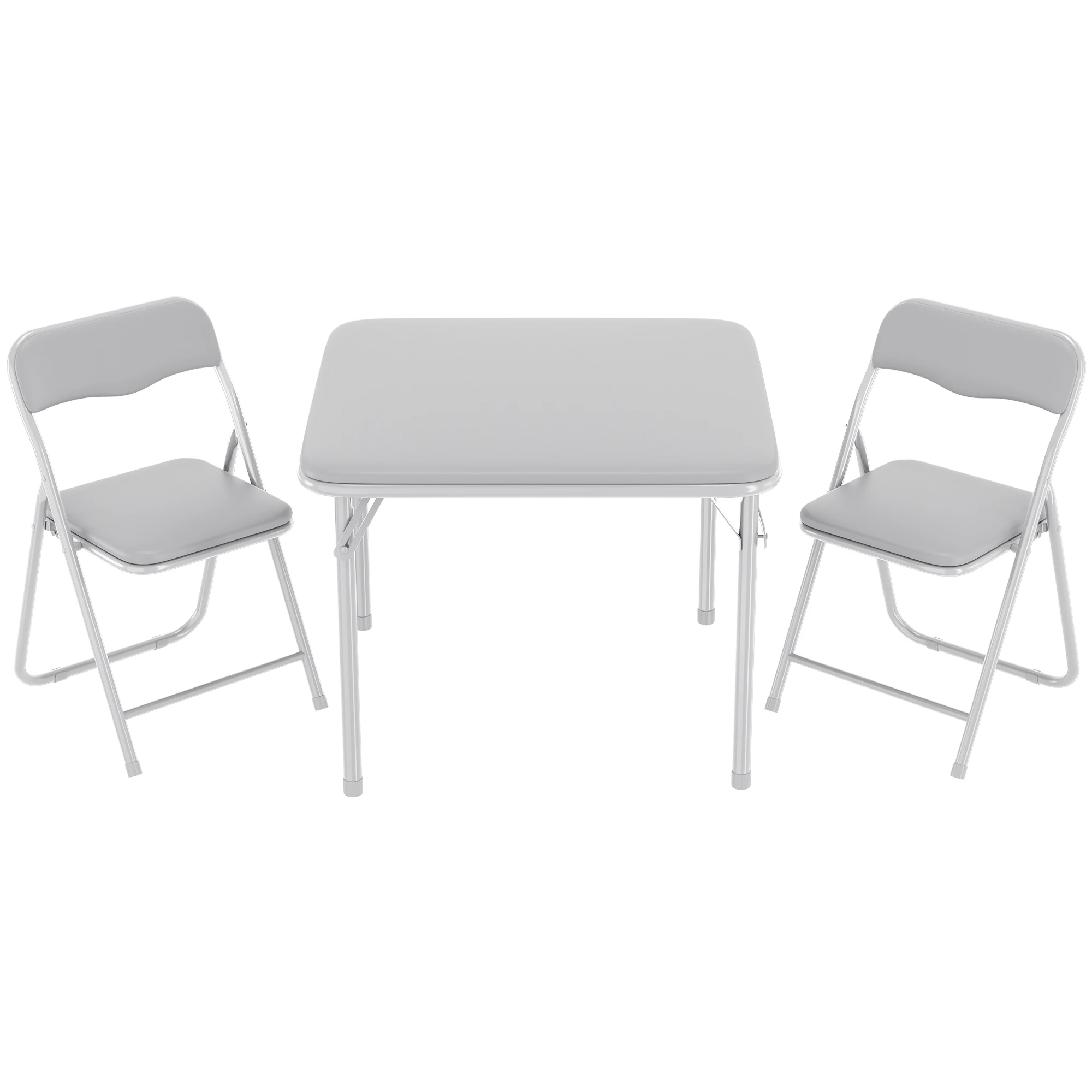 

3-Piece Folding Table and Chairs Set Outdoor - Portable w/Waterproof PU Leather Cushions, Counter Height for Picnic, Tailgating