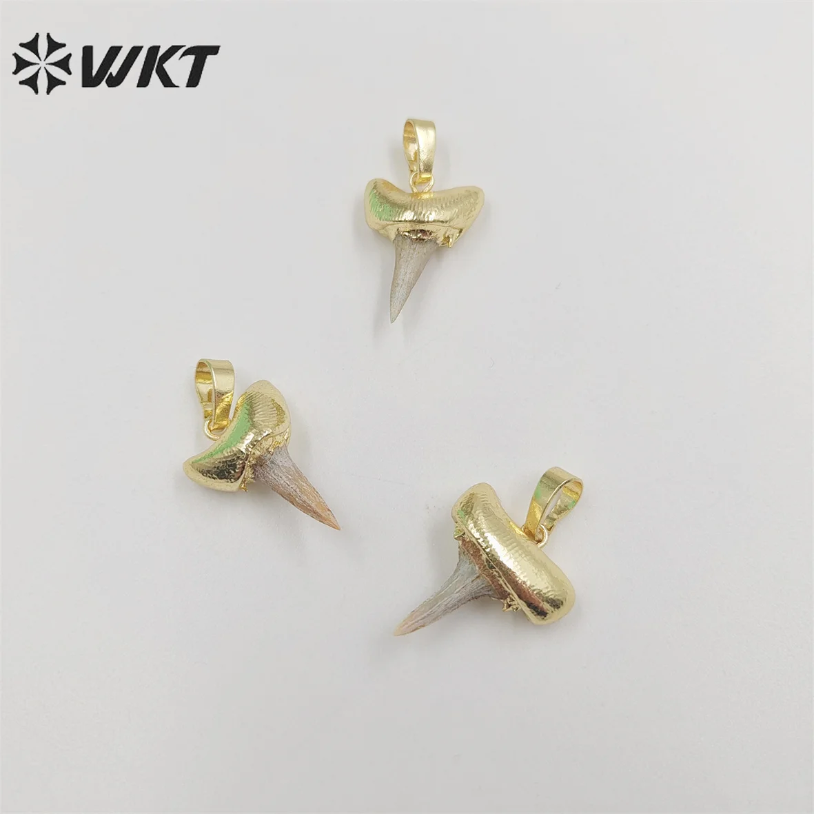 

WT-P1855 Wholesale Trendy Classic Specimen Bone Teeth Tooth Small Pendant With 18k Gold Electroplated For Necklace Design