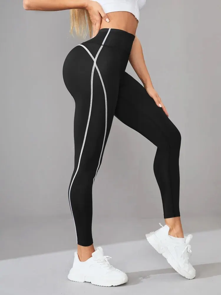 Women Solid Color Yoga Leggings Comfy High Waist Quick Dry Sports Pants Fitness Trousers Gym Activewear Push Up Leggings