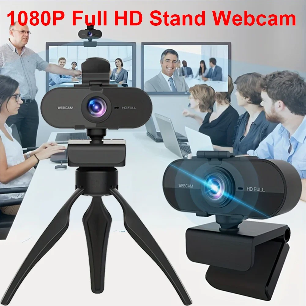 Cámara web de ordenador Full HD 1080P con micrófono llamada de voz conferencia cámara en vivo cubierta de privacidad soporte juego bandas cámara Web en vivo