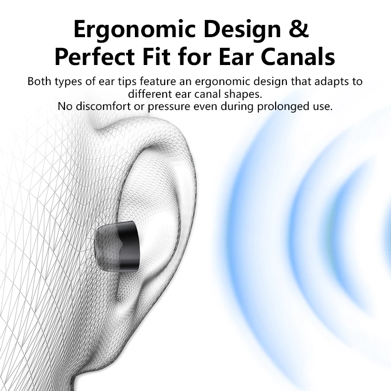 KBEAR FT01 Silicone + Memory Foam Ear Tips 6 pairs S/M/L Pain-free for Extended Wear Eartips For KZ KBEAR KB16 KB02 Headset