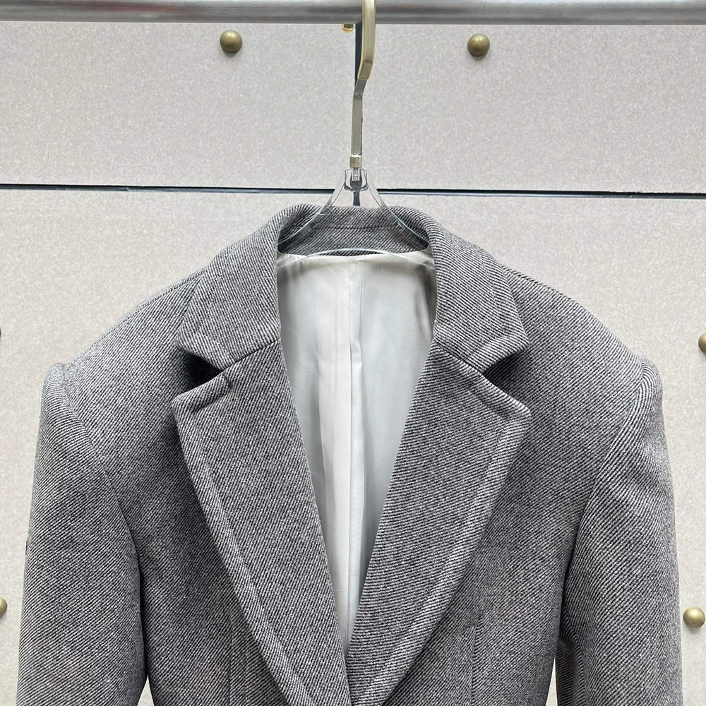 

Твидовая женская куртка из смеси шерсти Y2K, облегающий элегантный пригородный костюм с одной пуговицей и талией, топ, осень/зима 2022, новое поступление