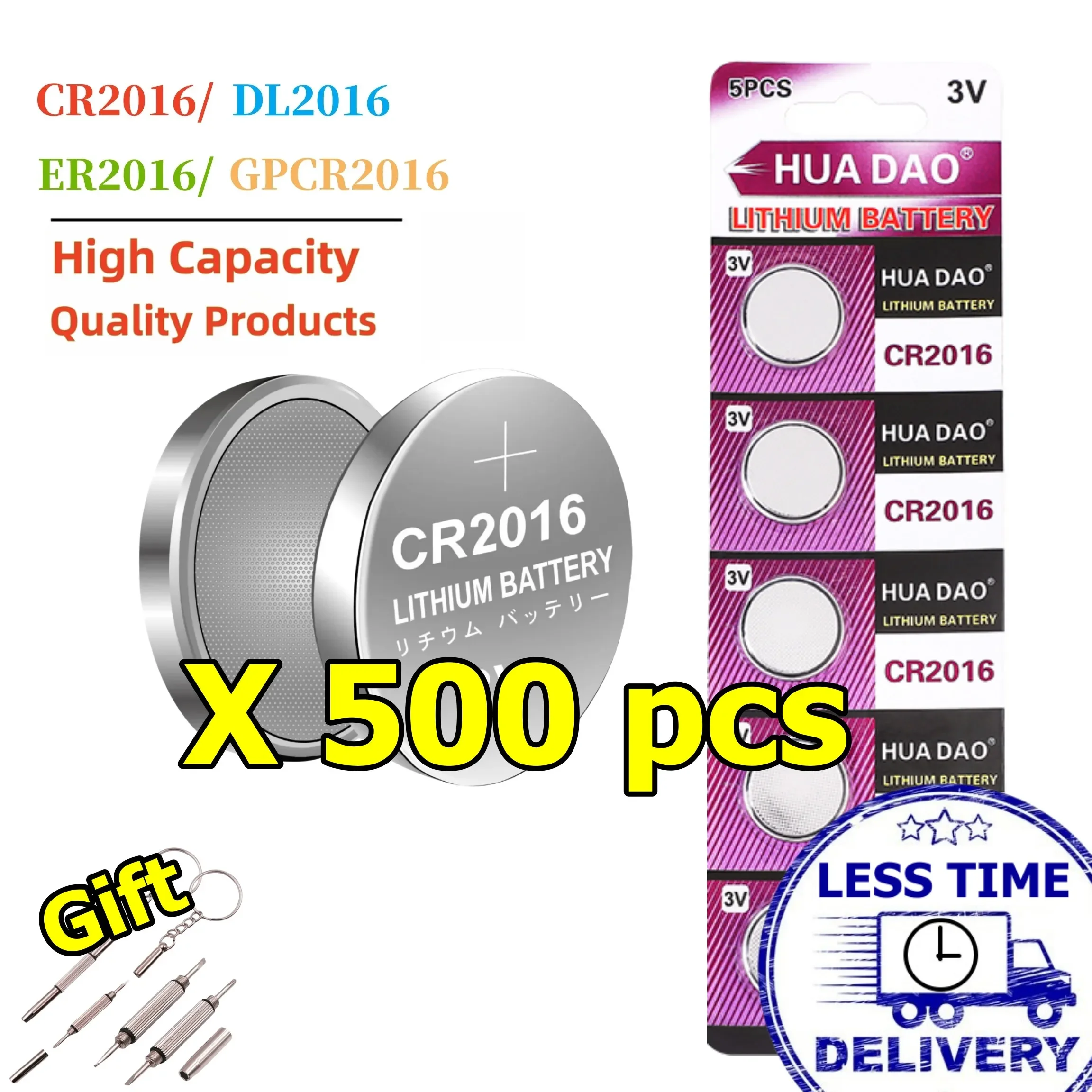 

100-500PCS CR2016 Lithium-ion button cell cr2016 battery BR2016 LM2016 ECR2016 for Toys Car Remote Control motherboard coin cell