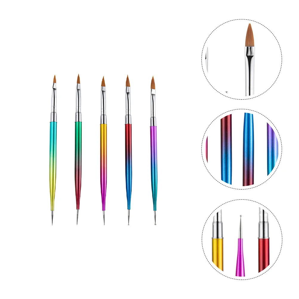 5 stuks Nail Art Pen Set Double-Ended Point Drill Uv Tekening Manicure Tool Kit Professioneel thuisgebruik DIY Nail Art