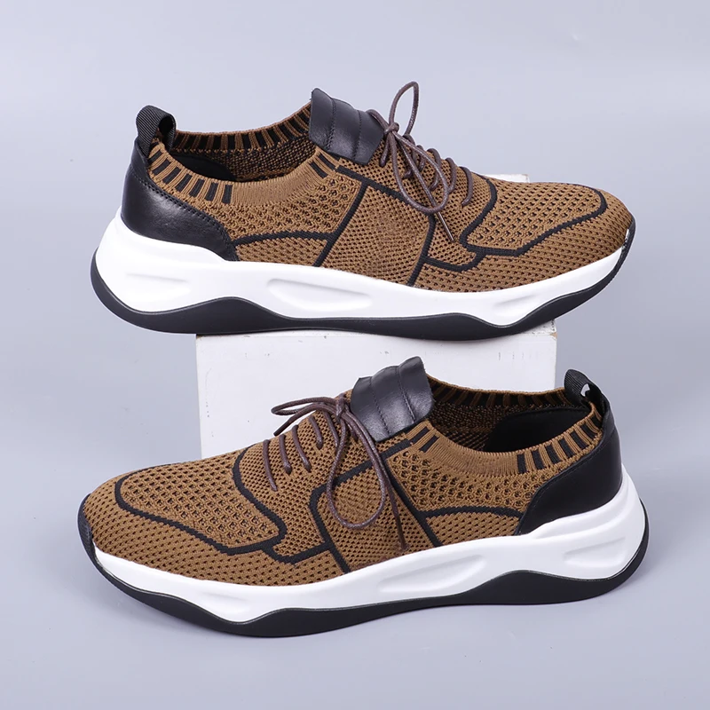 Fashion Trendy Men's Knitted Upper Sneakers Breathable Lightweight Daily Casual Sports Footwear Multi-Color Size 38-46 - view 4