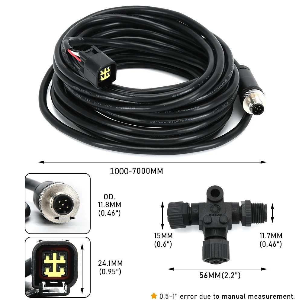 كابل واجهة محرك ياماها لشبكة يخت NMEA 2000 مع موصل T متضمن (1 م؛ 2 م؛ 5 م؛ 6 م؛ 7 م) لـ Lowrance & Simrad