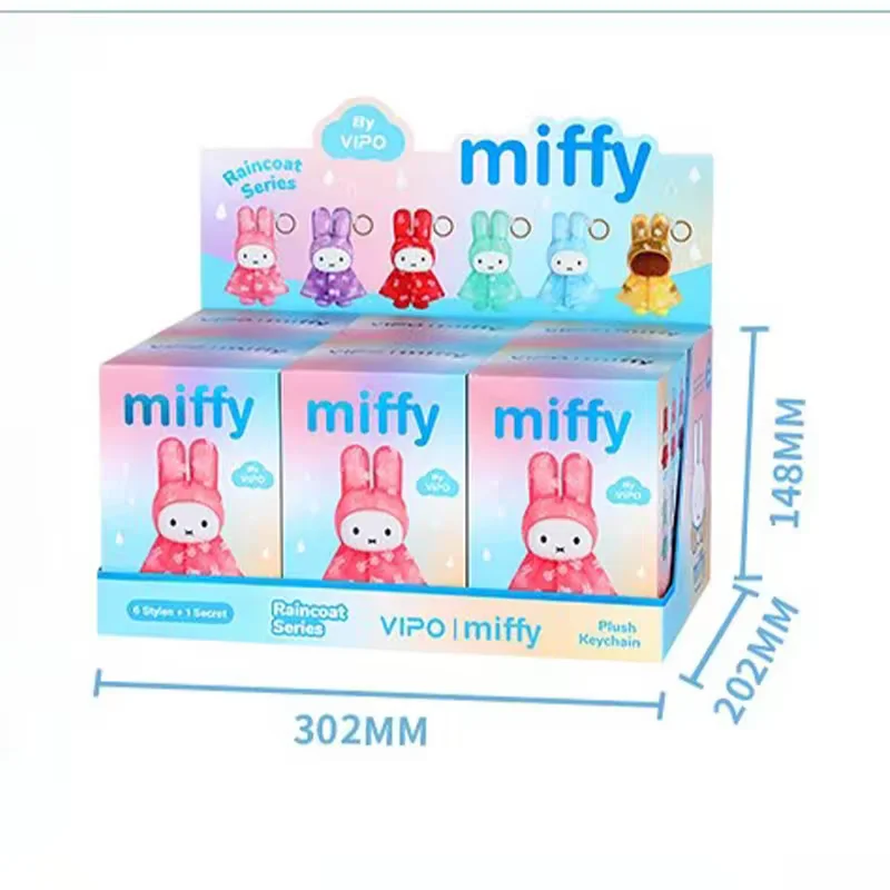 Originele Miffy Regenjas Serie Blind Box Macaron Waterdichte Regenponcho Pop Rosegoud Kreeftensluiting Sleutelhanger Rugzak Ornament