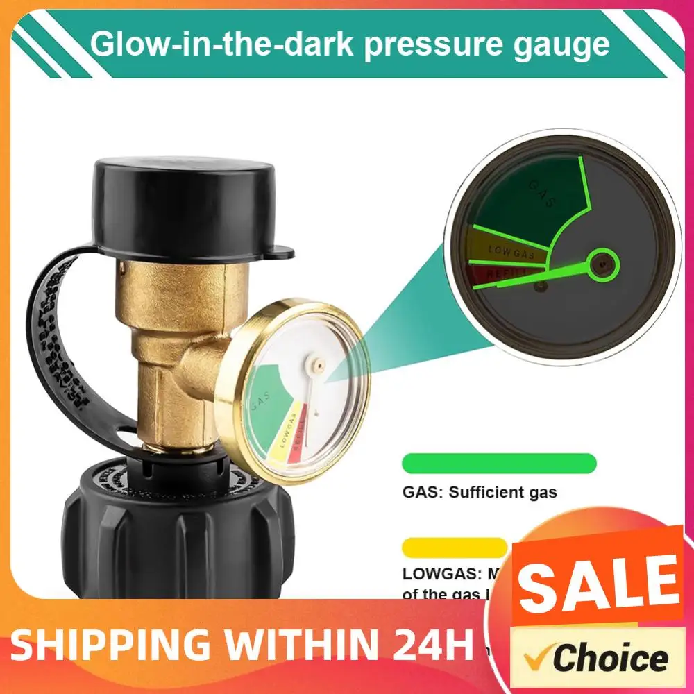 Propane Tank Gauge Level Indicator Color Coded Universal Propane Gauge Brass Propane Gas Gauge for Gas Cylinder Camping Stove