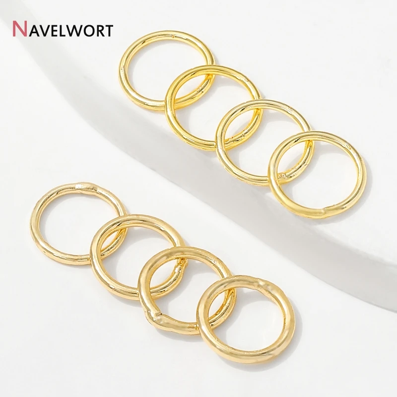20/40Pcs 14K Gold Plated Brass Metal 4mm/5mm/6mm/7mm/8mm Closed Jump Ring,Closed Ring Connector,Jewelry Making Accessories
