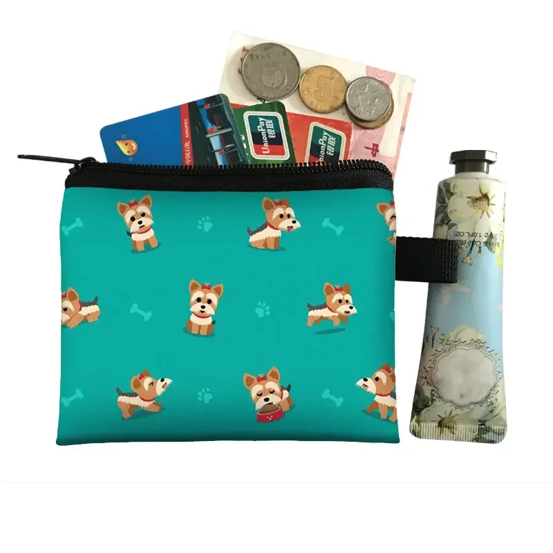 Adorable Papillon Dog Coin Purse Kawaii Yorkshire Terrier Dog Wallet ID Credit Card Key Earphones Holder Coin Bag Zipper Pouch