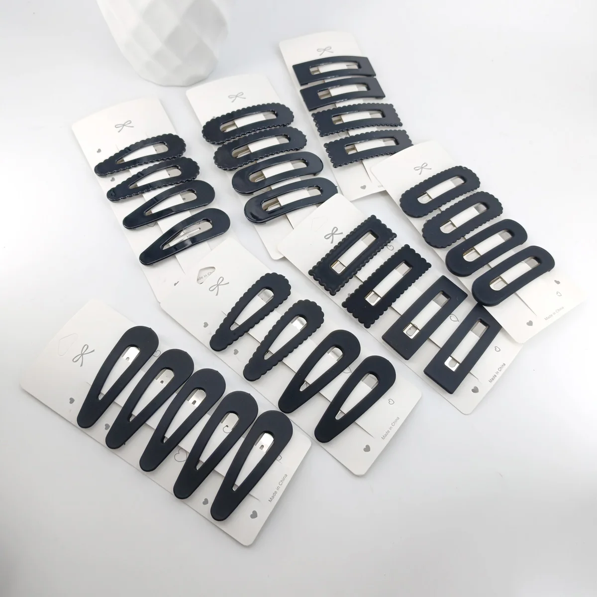 4PCS/Set Non Slip Matt Black Alloy Hairpin Big Water Drop Geometric Solid Bobby Pin Women Make Up Hair Clip Barrettte