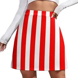 Red Vertically-Striped Mini Skirt festival outfit women extreme mini dress
