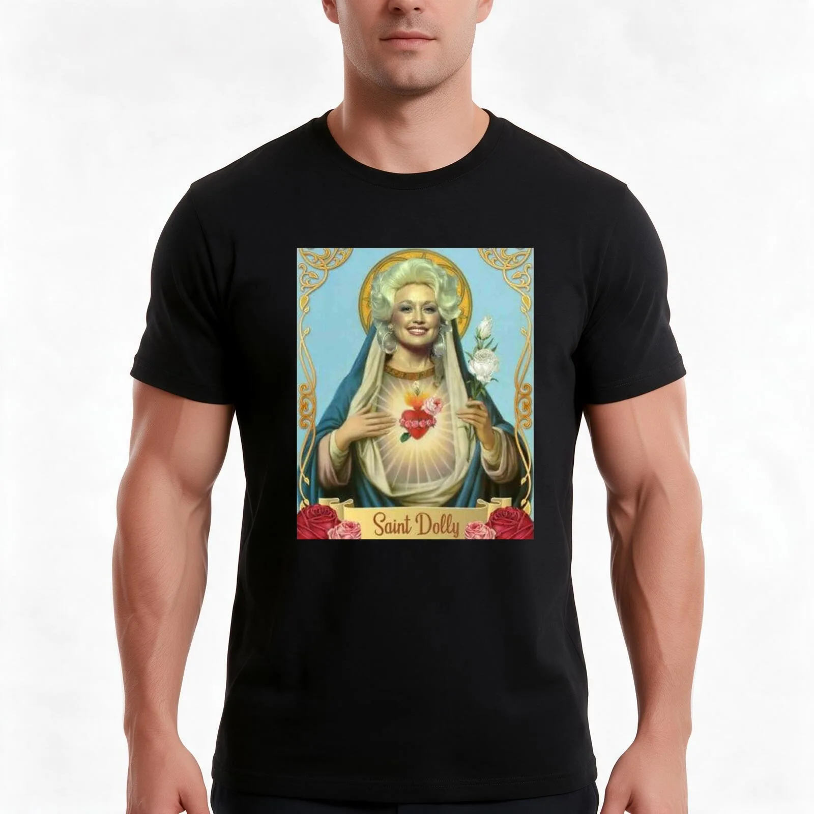 beautiful saint dolly grils T-Shirt, Summer Casual Cotton Tee, Oversized Streetwear Tops, Vintage Graphic Print, 100% Cotton