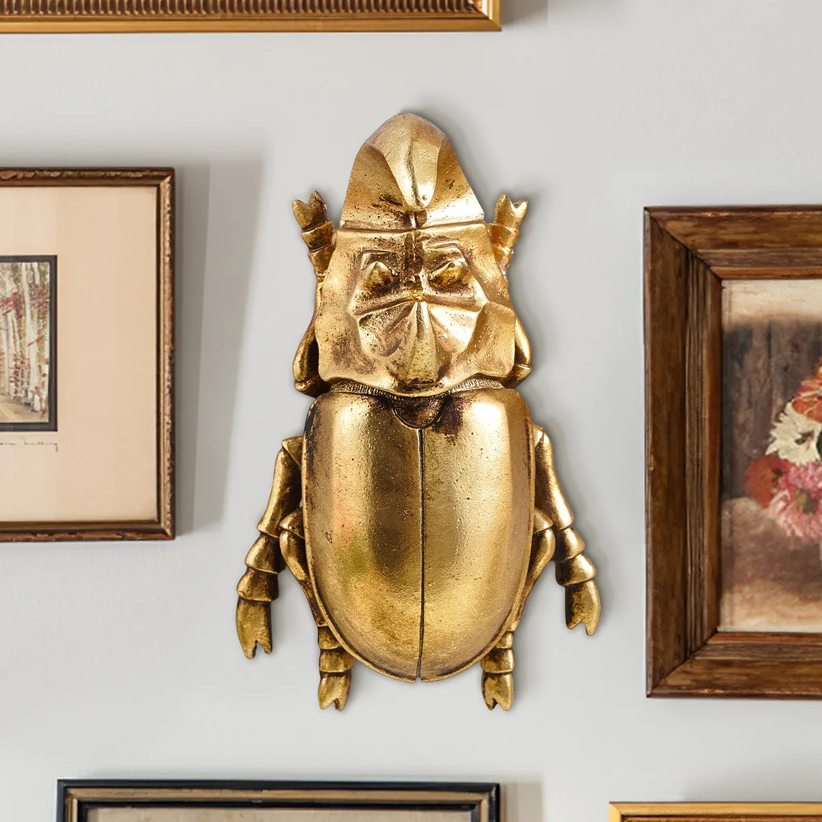 Rhinoceros Horn Beetle Ornaments Creative Resin Material Golden Beetle Home Decoration Accessories Crafts Wall Hanging