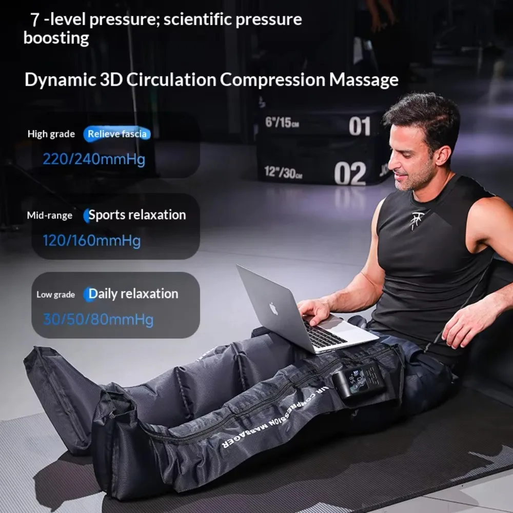 Wireless Remote Leg Compression Massager, Memory Function Air Pressure Device with Timer, Full Body Relaxation for Home Use