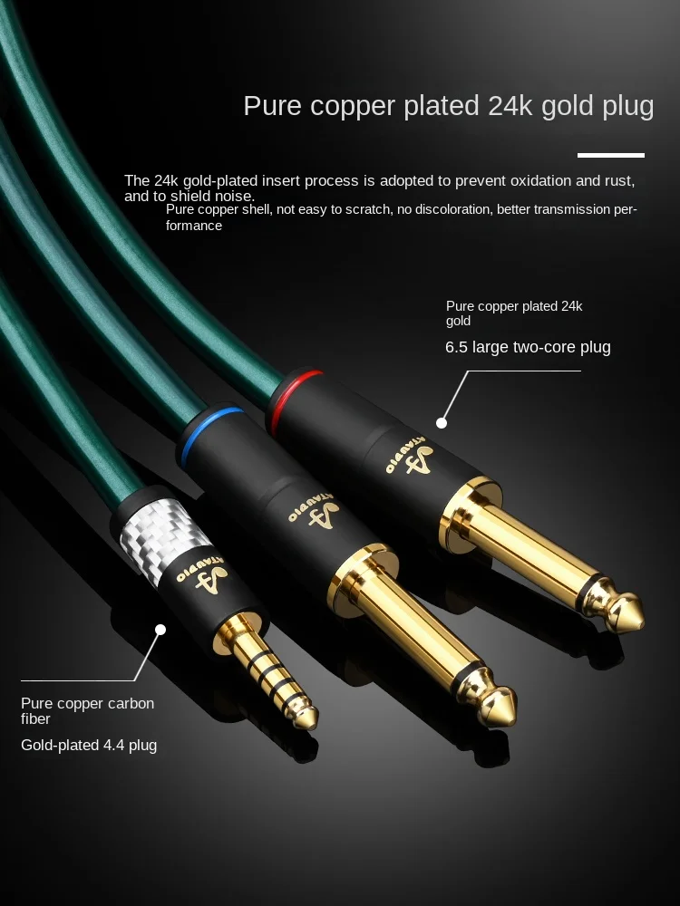 Imagem -02 - Cabo de Áudio de 4.4 Equilibrado para Dual 6.5 Single Crystal Copper Double Shielded 4.4 mm para Dual 6.35 um Split e Dois Fios